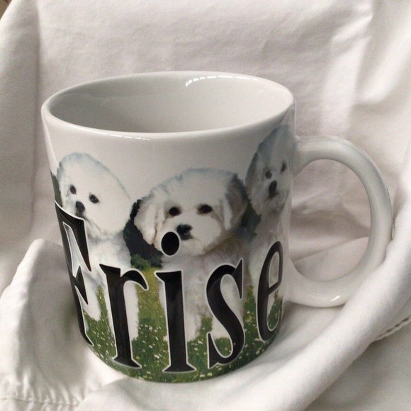PRECIOUS Large White Mug Cup Americaware 2014 BICHON FRISE Dog Color Photo - Picture 9 of 10